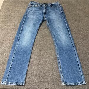 Levi’s 505 Jeans Mens 32x32 Blue Denim Mid Rise Pockets Straight Leg Regular Fit